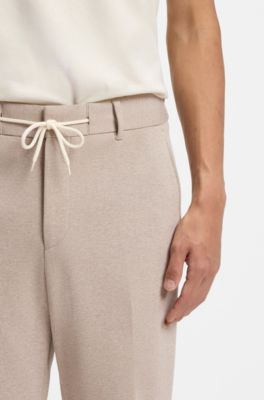 Pantalones tapered fit con cord&oacute;n en la cintura, Caqui