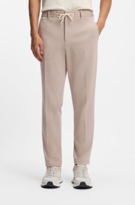 Pantalones tapered fit con cord&oacute;n en la cintura, Caqui