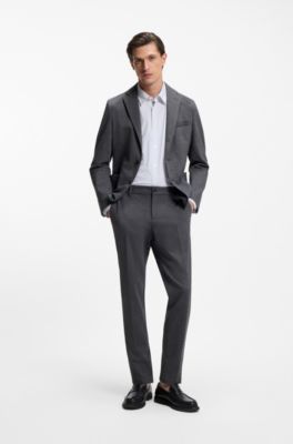 Chemise Slim en jersey stretch imprim&eacute; performant, Bleu fonc&eacute;