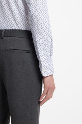 Chemise Slim en jersey stretch imprim&eacute; performant, Bleu fonc&eacute;