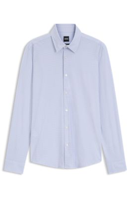 Printed slim-fit shirt in performance-stretch jersey, Light Purple