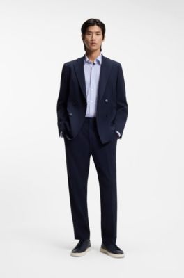 Printed slim-fit shirt in performance-stretch jersey, Light Purple