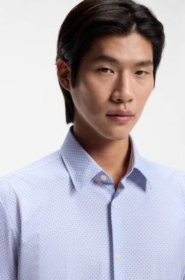 Printed slim-fit shirt in performance-stretch jersey, Light Purple