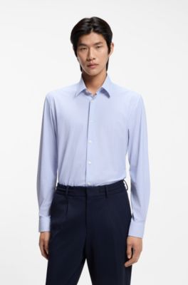 Printed slim-fit shirt in performance-stretch jersey, Light Purple