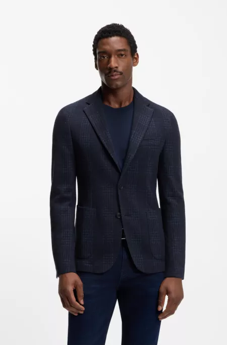 Checked slim-fit jacket in a cotton blend