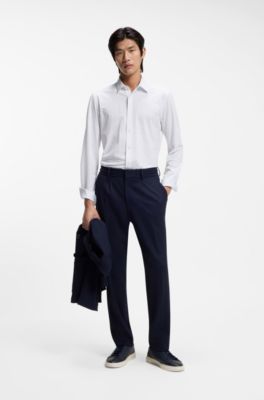 Slim-fit shirt in Italian-made performance-stretch jersey, Light Blue