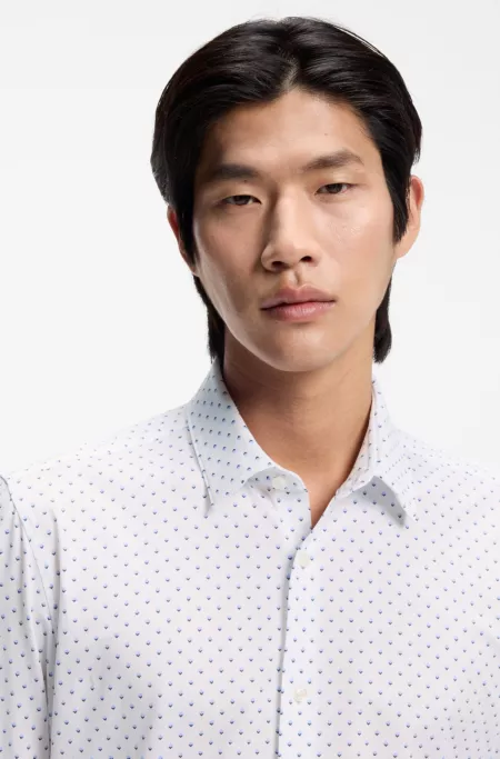 Slim-fit shirt in Italian-made performance-stretch jersey