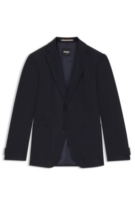 Patterned regular-fit jacket in virgin wool, Dark Blue