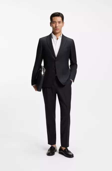 Patterned regular-fit jacket in virgin wool