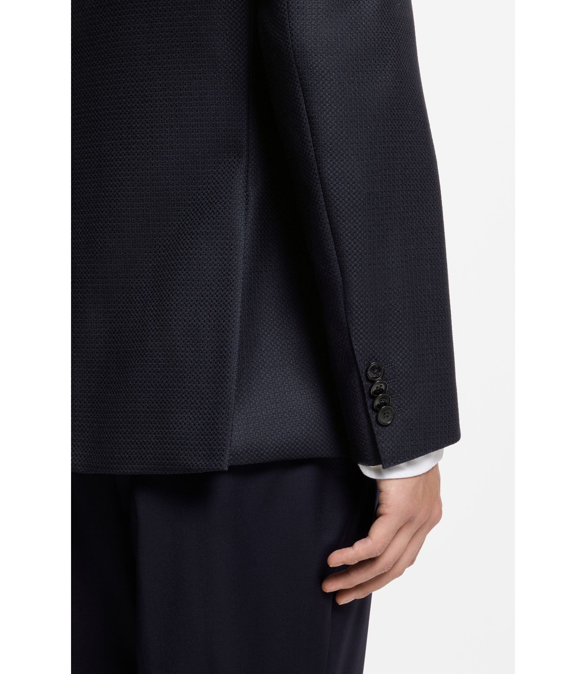 BOSS - Patterned regular-fit jacket in virgin wool - Dark Blue