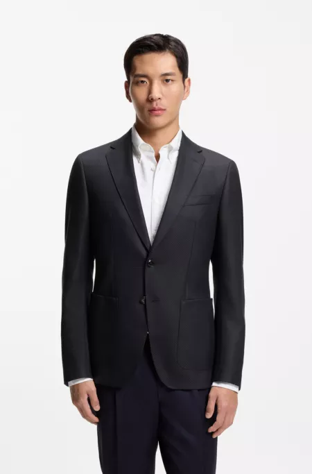 Patterned regular-fit jacket in virgin wool