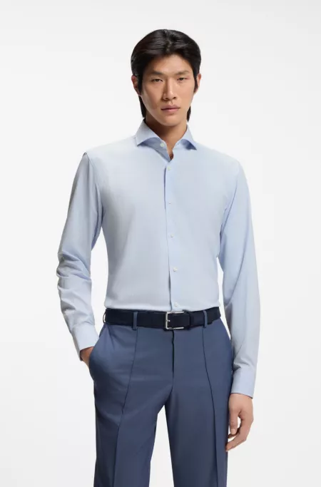 Checked slim-fit shirt in performance-stretch fabric