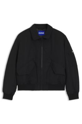 Water-repellent jacket with zipped sleeve pocket, Black
