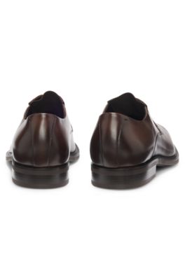 Chaussures derby en cuir lisse, Marron