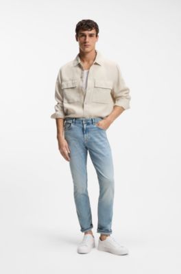 Delaware slim-fit jeans in blue soft-motion denim, Turquoise