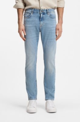 Delaware slim-fit jeans in blue soft-motion denim, Turquoise