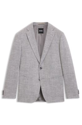 Patterned regular-fit jacket in a cotton blend, Silver