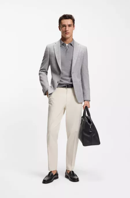 Patterned regular-fit jacket in a cotton blend