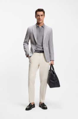 Patterned regular-fit jacket in a cotton blend, Silver