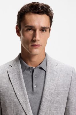 Patterned regular-fit jacket in a cotton blend, Silver