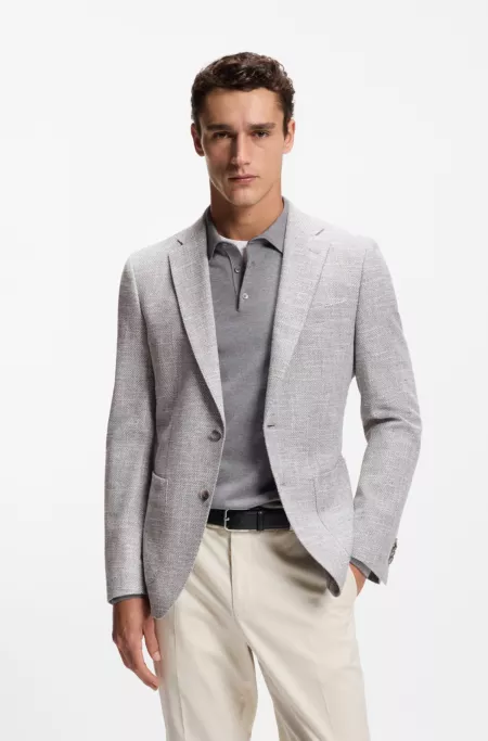 Patterned regular-fit jacket in a cotton blend