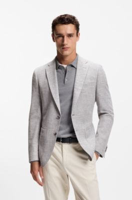 Patterned regular-fit jacket in a cotton blend, Silver