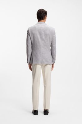 Patterned regular-fit jacket in a cotton blend, Silver