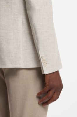 Blazer regular fit estampado en algod&oacute;n el&aacute;stico, Blanco