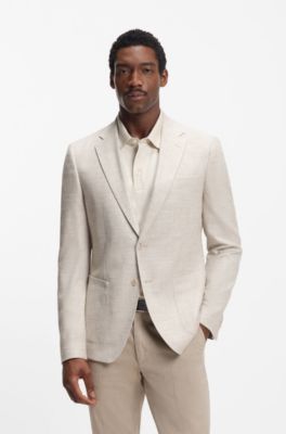 Blazer regular fit estampado en algod&oacute;n el&aacute;stico, Blanco