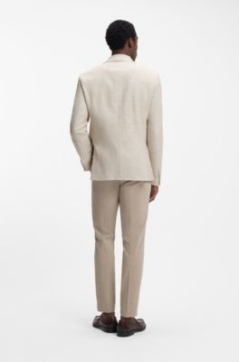 Blazer regular fit estampado en algod&oacute;n el&aacute;stico, Blanco