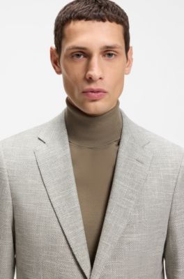 Veste Regular en coton stretch m&eacute;lang&eacute; &agrave; motif, Chaux