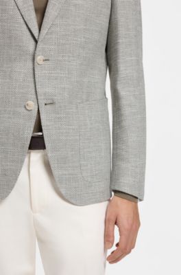 Veste Regular en coton stretch m&eacute;lang&eacute; &agrave; motif, Chaux