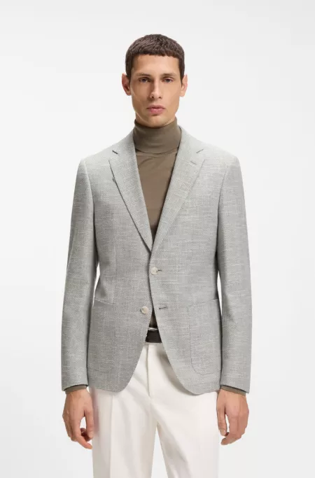 Patterned regular-fit jacket in a cotton blend