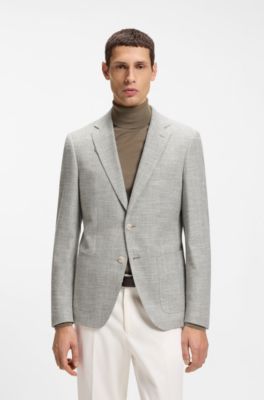 Veste Regular en coton stretch m&eacute;lang&eacute; &agrave; motif, Chaux