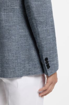 Patterned regular-fit jacket in a cotton blend, Dark Blue