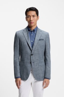 Patterned regular-fit jacket in a cotton blend, Dark Blue