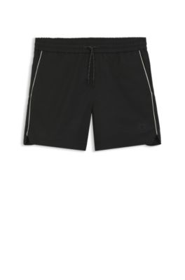 Contrast-piping shorts with water-repellent finish, Black
