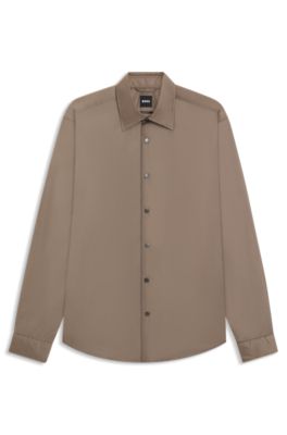 Regular-fit overshirt with padding, Khaki