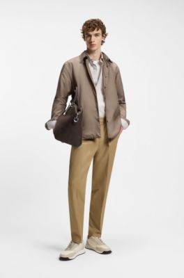 Regular-fit overshirt with padding, Khaki