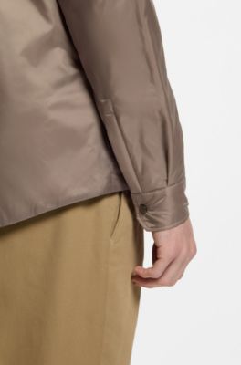 Regular-fit overshirt with padding, Khaki