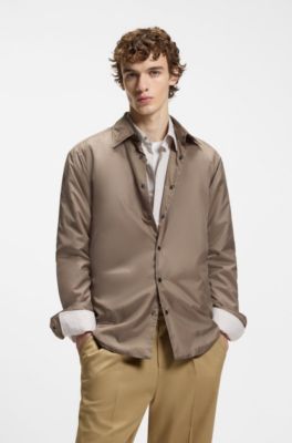 Regular-fit overshirt with padding, Khaki