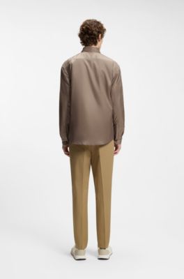 Regular-fit overshirt with padding, Khaki