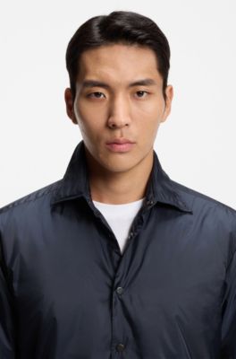 Sobrecamisa regular fit con relleno, Azul oscuro
