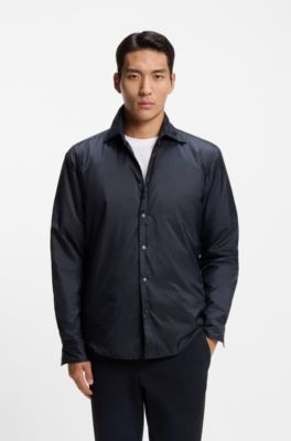 Sobrecamisa regular fit con relleno, Azul oscuro