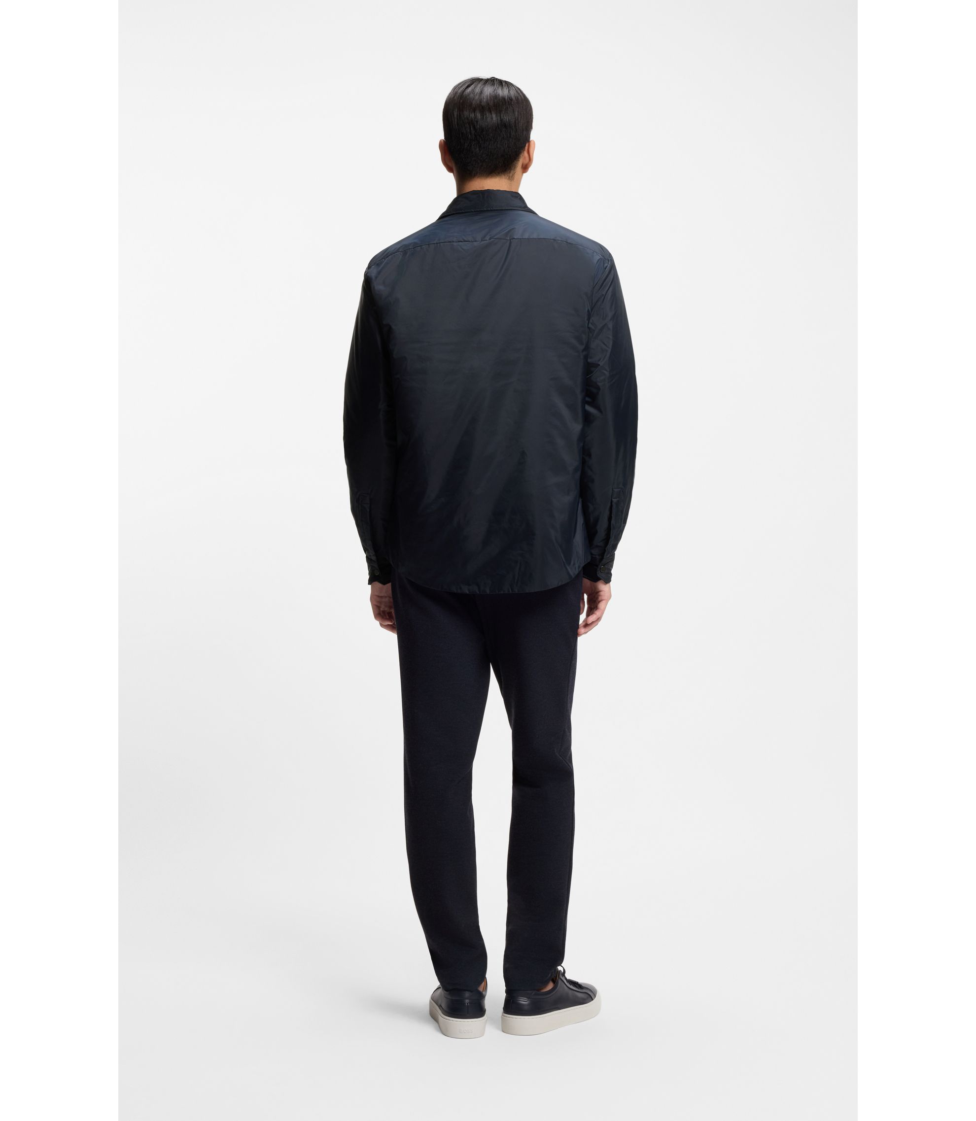 navy blue dress shirt black pants Henry Segal Men's Customizable Black Long Sleeve Dress Shirt