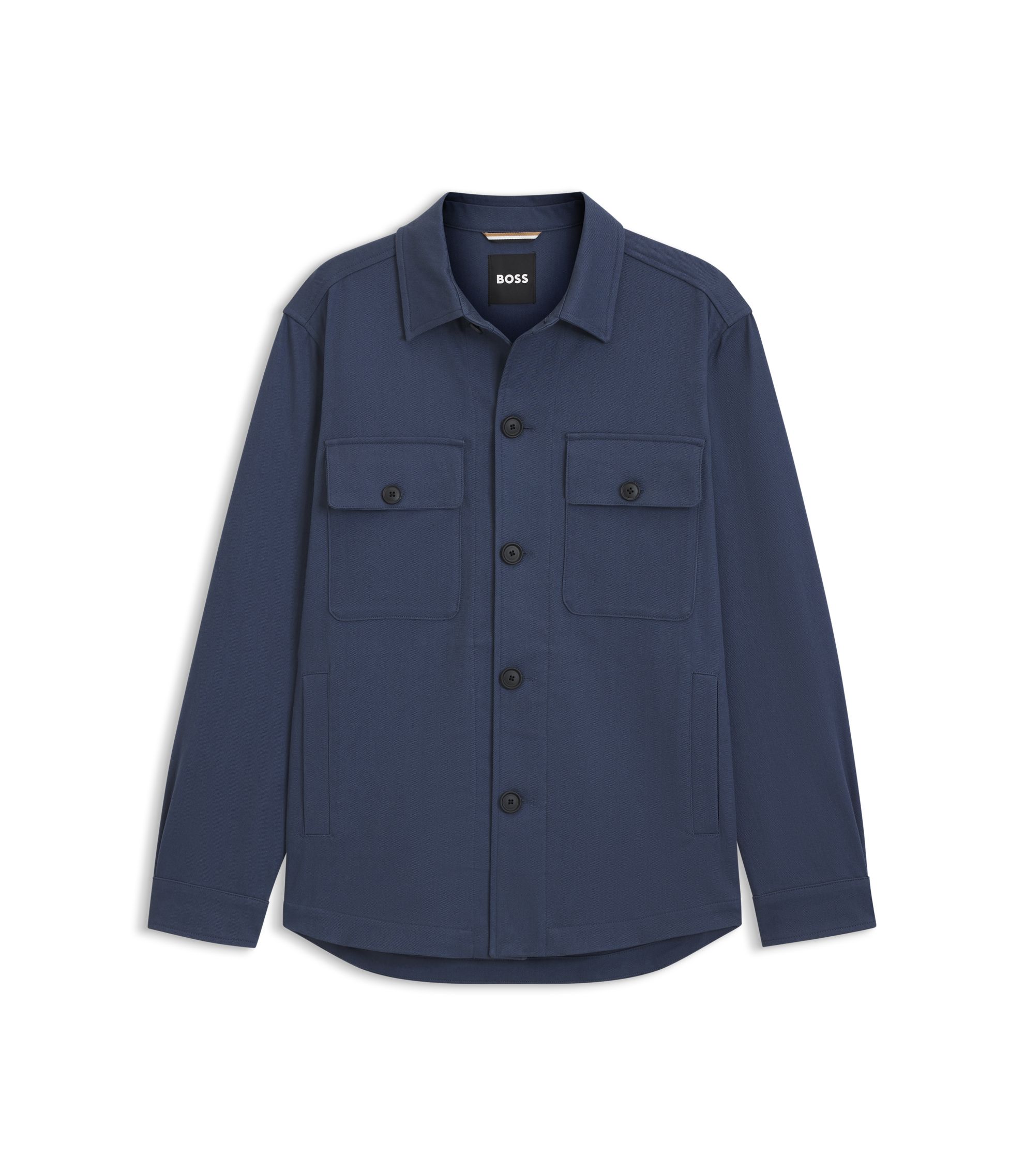 BOSS - Relaxed-fit overshirt in stretch-cotton twill - Light Blue
