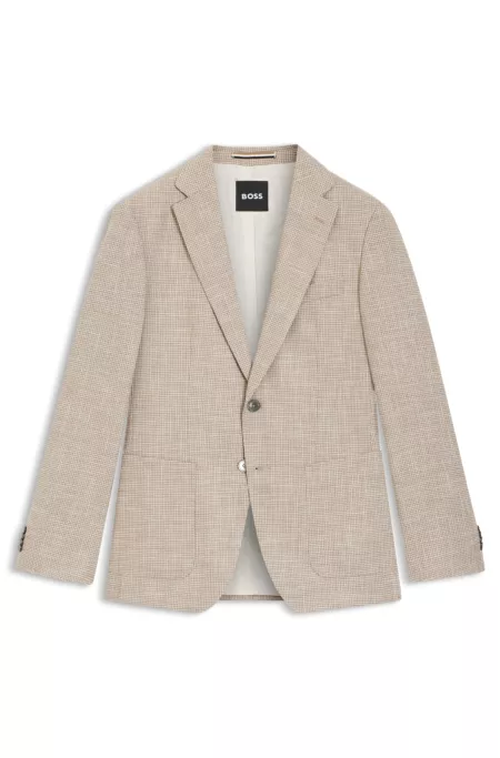 Checked regular-fit jacket in comfort-stretch cloth