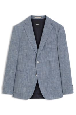 Blazer regular fit en c&oacute;modo tejido el&aacute;stico a cuadros, Celeste