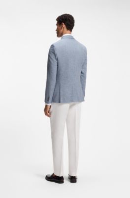 Veste Regular en tissu stretch confortable &agrave; carreaux, bleu clair