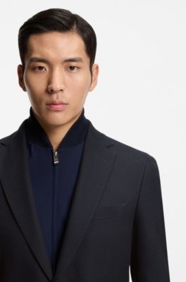 Slim-fit jacket with integrated vest, Dark Blue